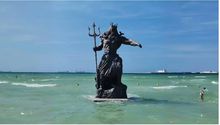 ¡Increíble! Filtran imágenes de la estatua de Poseidón en Yucatán, la cual está partida por la mitad