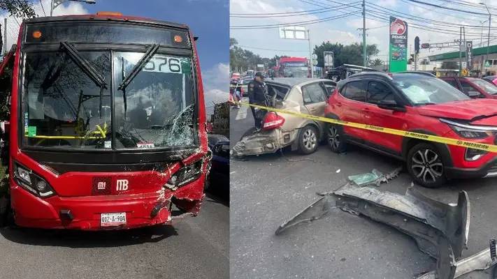 Metrobús se queda sin frenos y choca contra 11 vehículos en la CDMX