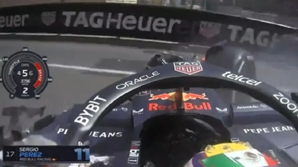 Choque de Checo Pérez causa pánico en fotógrafos en el Gran Premio de Mónaco