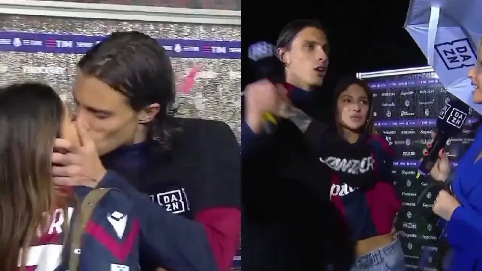 Novia de jugador del Bologna de la Serie A interrumpió entrevista y se hizo viral en redes