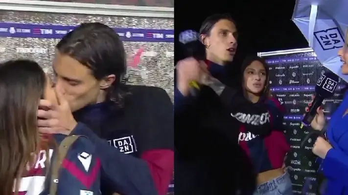 Novia de jugador del Bologna de la Serie A interrumpió entrevista y se hizo viral en redes