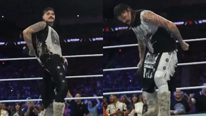 Dominik Mysterio pisa y maltrata a la playera de Rayados en la presentación de WWE en Monterrey