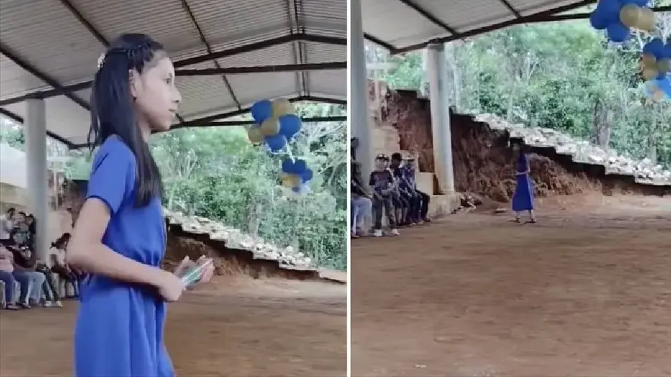 VIDEO: Se viraliza solo a una alumna graduándose en una primaria rural de Chiapas