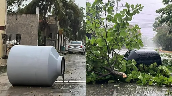 ¡No era broma! Huracán Beryl deja tinacos en la calle… ¡Y no traen nombre!