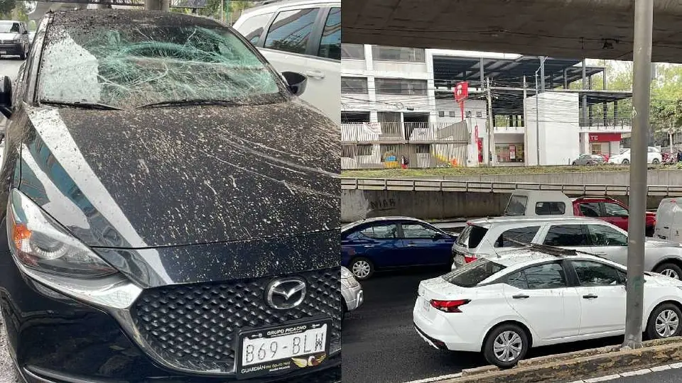 Cae parte del segundo piso del Periférico y afecta a dos automovilistas