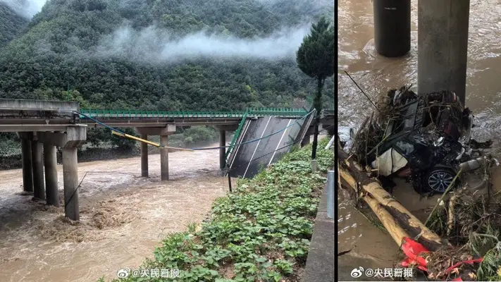Caía de puente deja más de 30 muertos y 24 personas desaparecidas