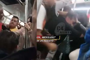 VIDEO: Hombres y mujeres se pelean en el Metro de la Ciudad de México por un asiento