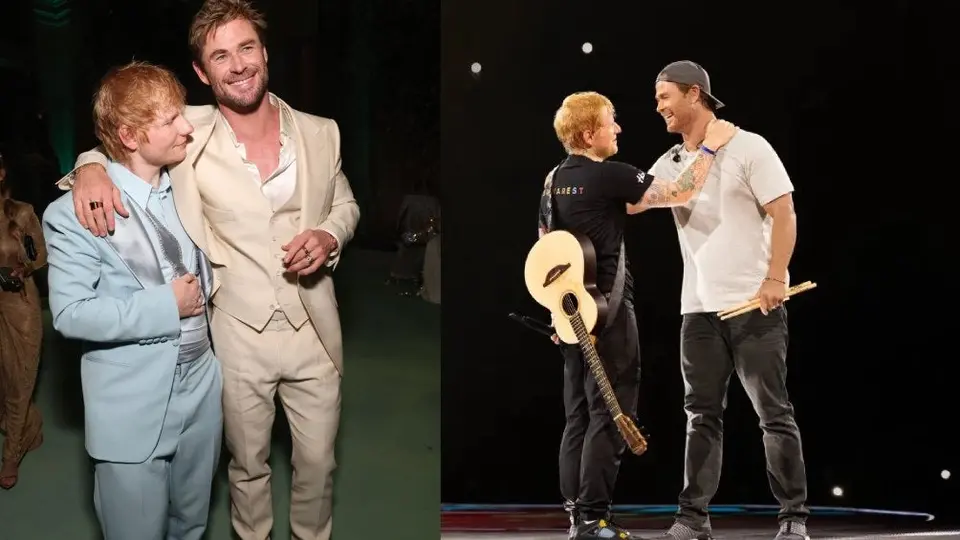 VIDEO: Chris Hemsworth se une a Ed Sheeran en concierto y toca la batería en Rumania