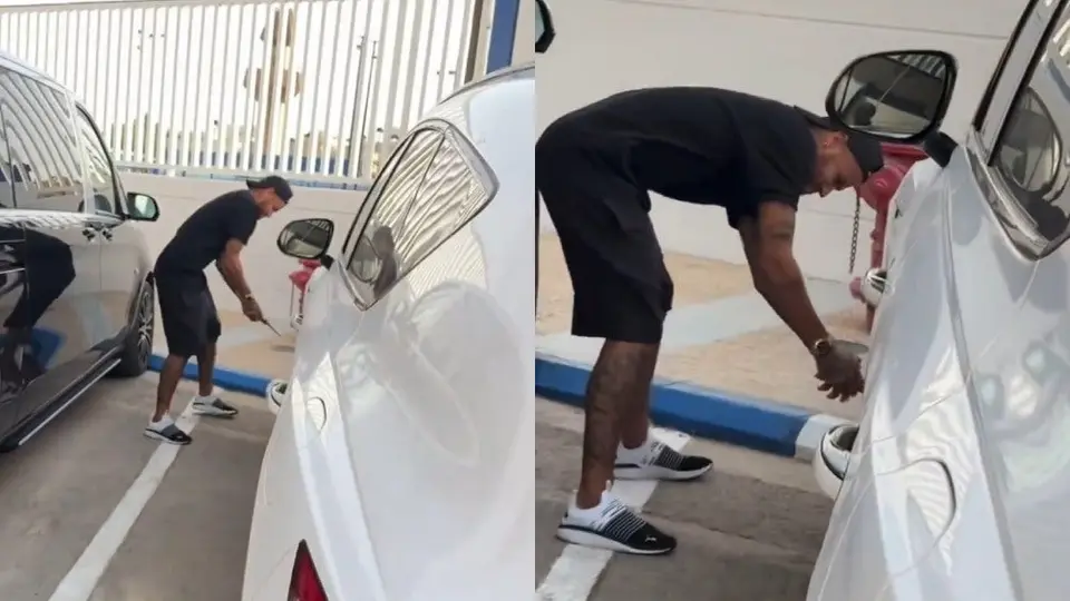 Neymar poncha neumáticos de su compañero del Al-Hilal para cobrar venganza de una broma