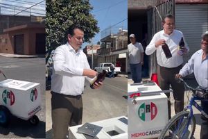 VIDEO: Dirigente priista regala caguamas a la gente; divide opiniones