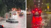 Inundaciones por fuertes lluvias en varias zonas de la capital esta tarde
