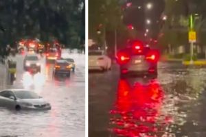Inundaciones por fuertes lluvias en varias zonas de la capital esta tarde