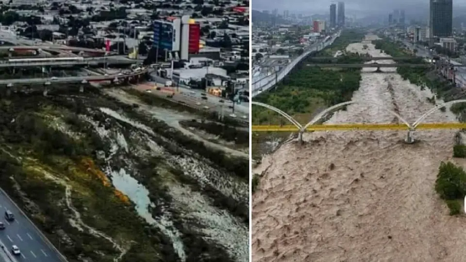 El antes y después del Río Santa Catarina de Nuevo León, que ‘revivió’ gracias a la tormenta tropical Alberto
