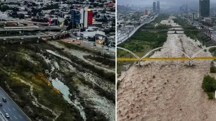 El antes y después del Río Santa Catarina de Nuevo León, que ‘revivió’ gracias a la tormenta tropical Alberto