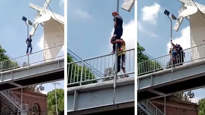 VIDEO: Policías de la CDMX salvan a hombre que se quería aventar desde un puente