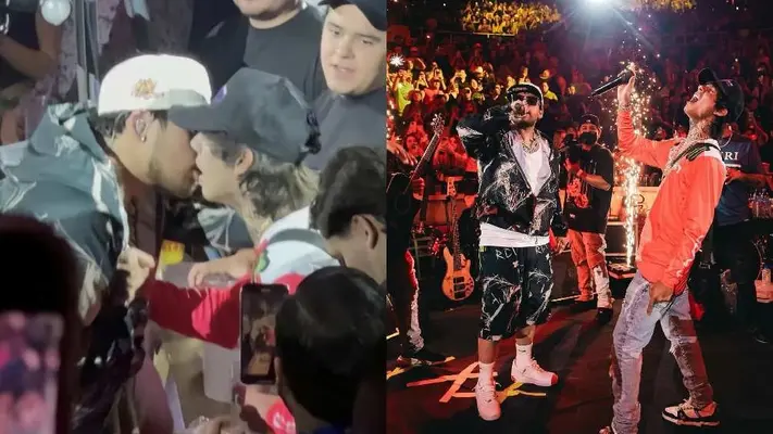 ¿Se besaron? Circula foto de Natanael Cano y vocalista de Fuerza Regida en donde parece que se dan un beso