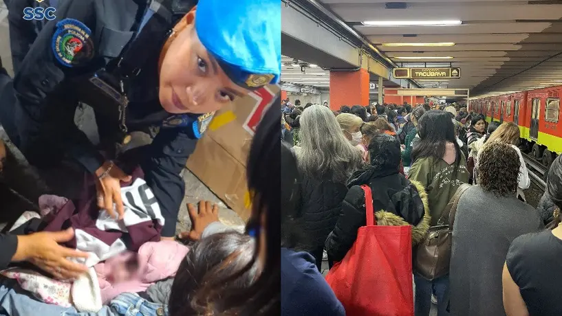Polis ayudan a mujer mixteca a tener a su bebé en el Metro Pantitlán