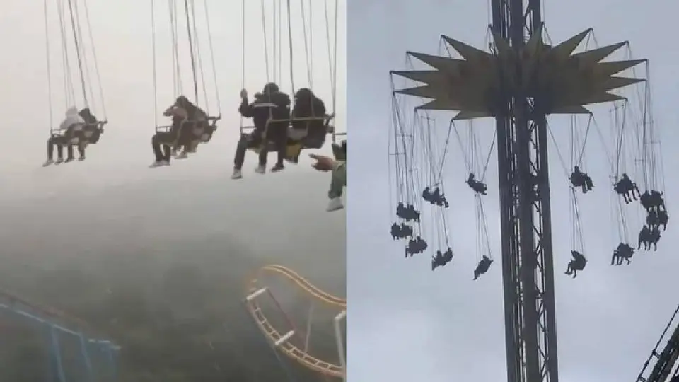 VIDEO: Durante tormenta, visitantes quedan atrapados en las sillas voladoras de Six Flags México