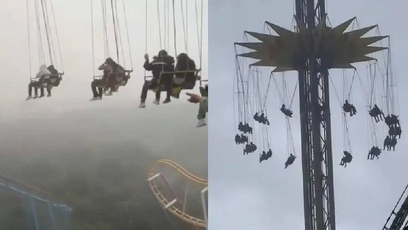 VIDEO: Durante tormenta, visitantes quedan atrapados en las sillas voladoras de Six Flags México