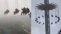 VIDEO: Durante tormenta, visitantes quedan atrapados en las sillas voladoras de Six Flags México