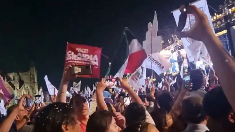 Los festejos en el Zócalo luego de que se anunciara a Sheinbaum como futura Presidenta de México