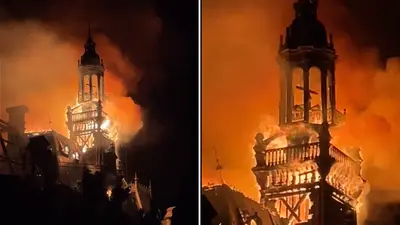 Incendio consume el Ayuntamiento de Limoges durante protestas en Francia