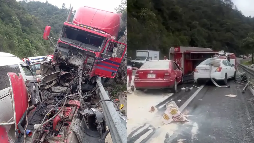 VIDEO: Tráiler embiste vehículos y cuerpos de emergencia en Chiapas; hay dos muertos