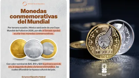 Las monedas tendrán valores nominales de 25, 20 y 10 pesos / GROK