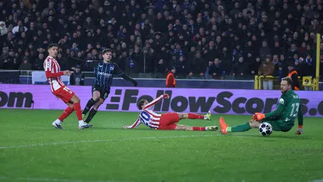 Brujas rescató agónico empate ante Atlético de Madrid en casa en los Playoffs de la Champions League