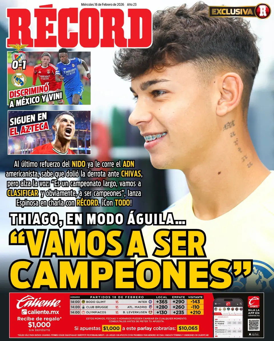 Portada RÉCORD 18 febrero 2026