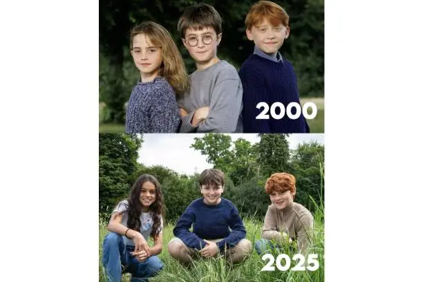 Elenco del año 2000 y elenco de 2025. / X