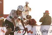 Isaac Del Toro al momento de cruzar la línea de meta en la tercera etapa del UAE Tour | AFP