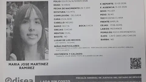 María José fue captada por cámaras de seguridad minutos antes de su desaparición en Tecámac./ X