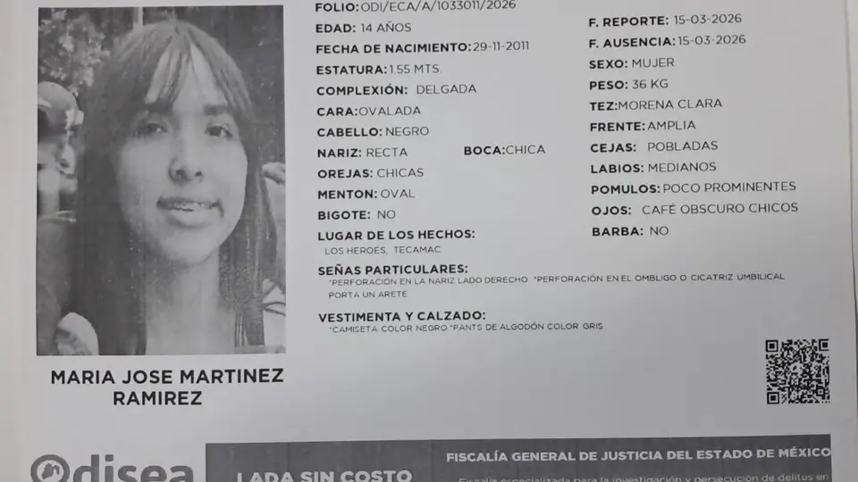 María José fue captada por cámaras de seguridad minutos antes de su desaparición en Tecámac./ X