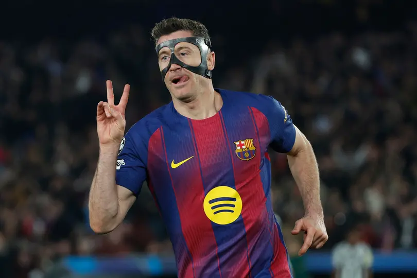 Robert Lewandowski celebrando un nuevo gol en la Champions League | AP