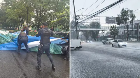 VIDEO: Tormenta en CDMX tira anuncio en Periférico Sur y pinta de blanco Ecatepec
