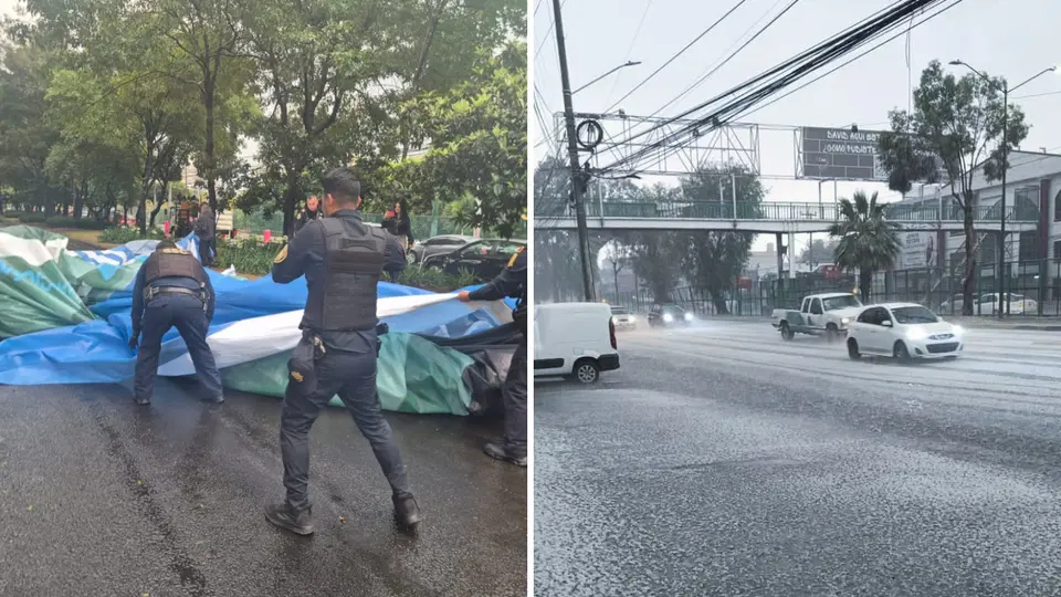 VIDEO: Tormenta en CDMX tira anuncio en Periférico Sur y pinta de blanco Ecatepec