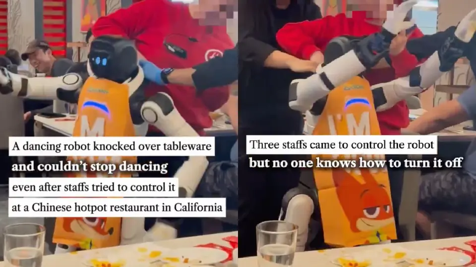 De la nada, el robot comienza a enloquecer y a golpear los trastes / Redes Sociales