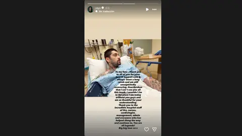 El cantante compartió una imagen desde el hospital, donde agradeció la atención médica recibida. / @zayn