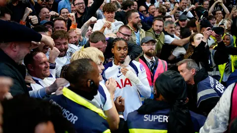 Aficionados del Tottenham molestos en las gradas