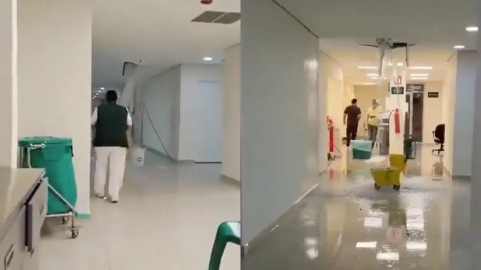 Las fuertes lluvias del pasado lunes terminaron por vencer el plafón de la clínica / Especial