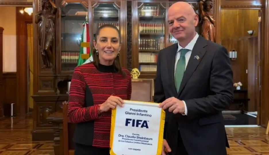Claudia Sheinbaum y Gianni Infantino en la presentación de la COpa del Mundo 2026 / X: @Claudiashein