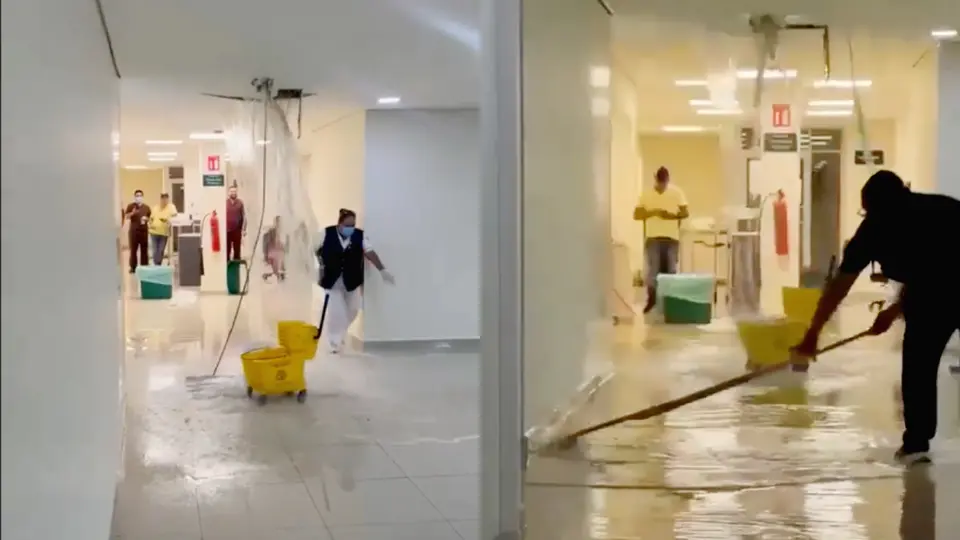 VIDEO: IMSS recién inaugurado presenta megafiltraciones de agua tras lluvias