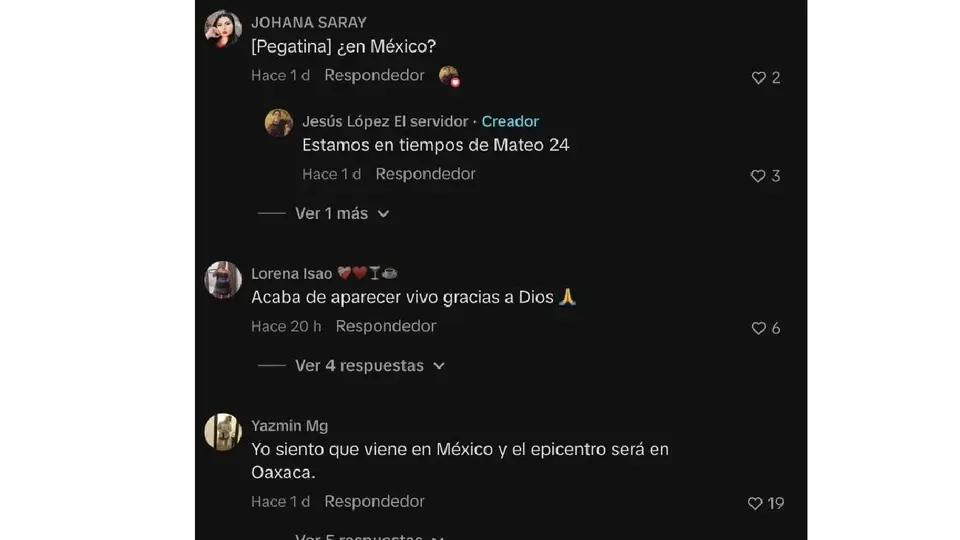 El joven venezolano respondió “Estamos en tiempos de Mateo 24” cuando una usuaria preguntó por México./ Captura de pantalla