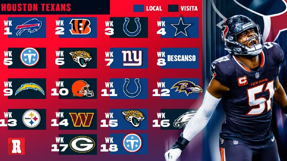 Calendario Houston Texans Temporada 2026 | RÉCORD