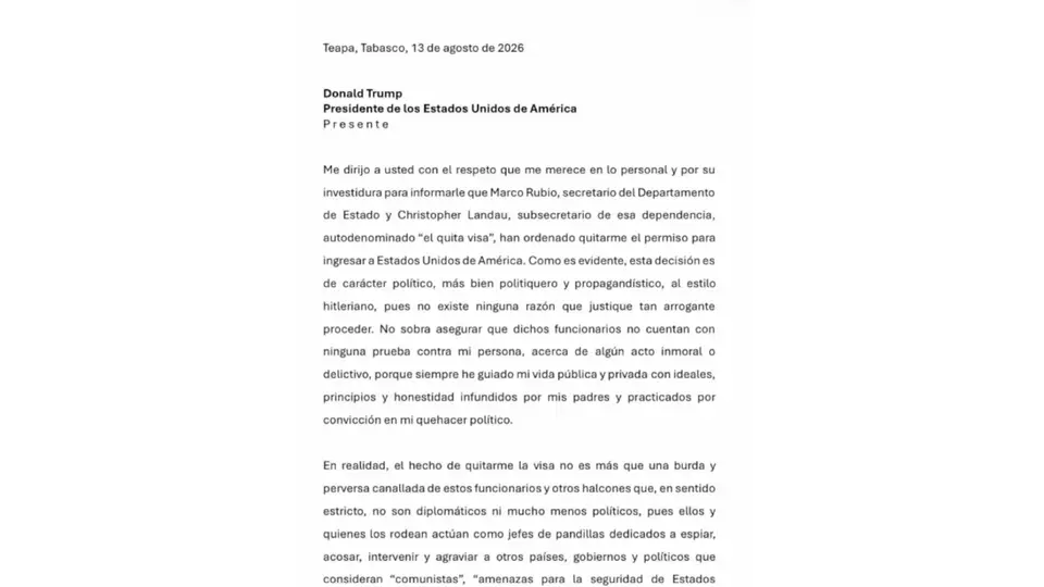Carta de Andy López Beltrán para el presidente de EU./IG: andresmanuellopezbeltran_
