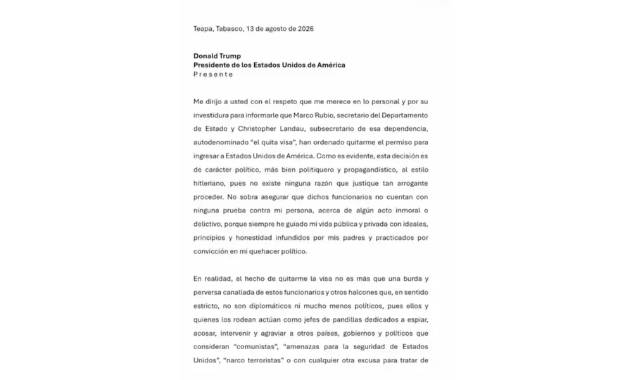 Carta de Andy López Beltrán para el presidente de EU./IG: andresmanuellopezbeltran_