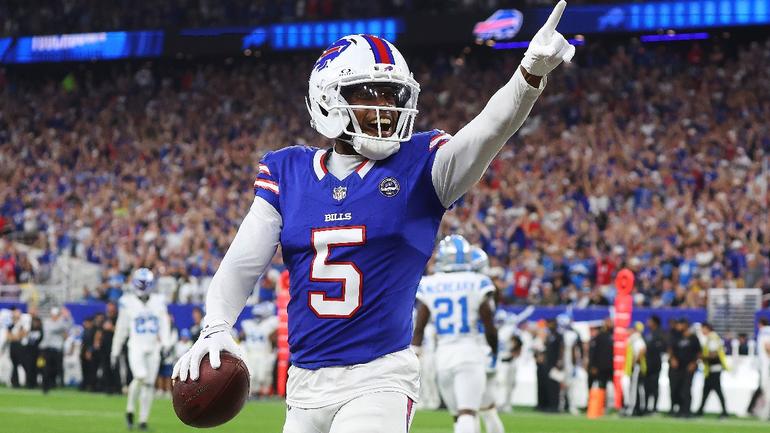 Josh Palmer, receptor de los Bills, celebrando anotación en la Semana 2 de NFL | AP