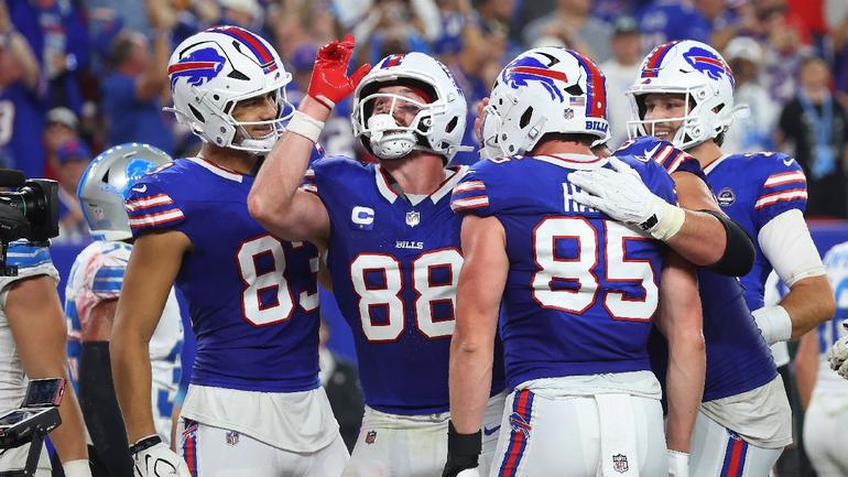 Jugadores de los Bills celebrando anotación ante los Lions | AP