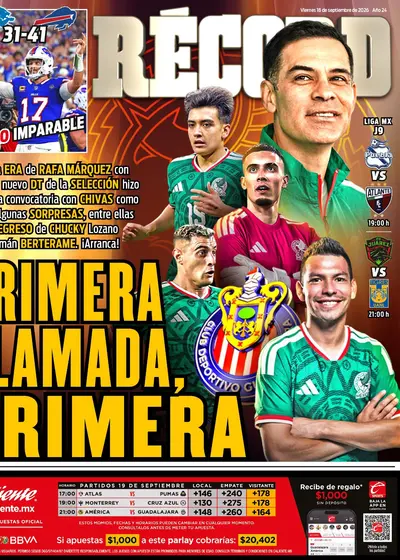 Portada RÉCORD 18 de Septiembre de 2026